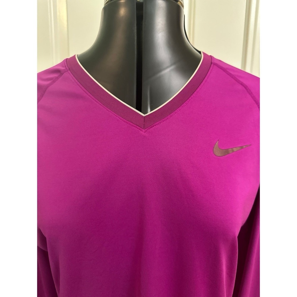 Nike Pro Combat‎ ShirtWomens Purple Fitted Long Sleeve Vneck Stretch, size Large - Picture 5 of 6